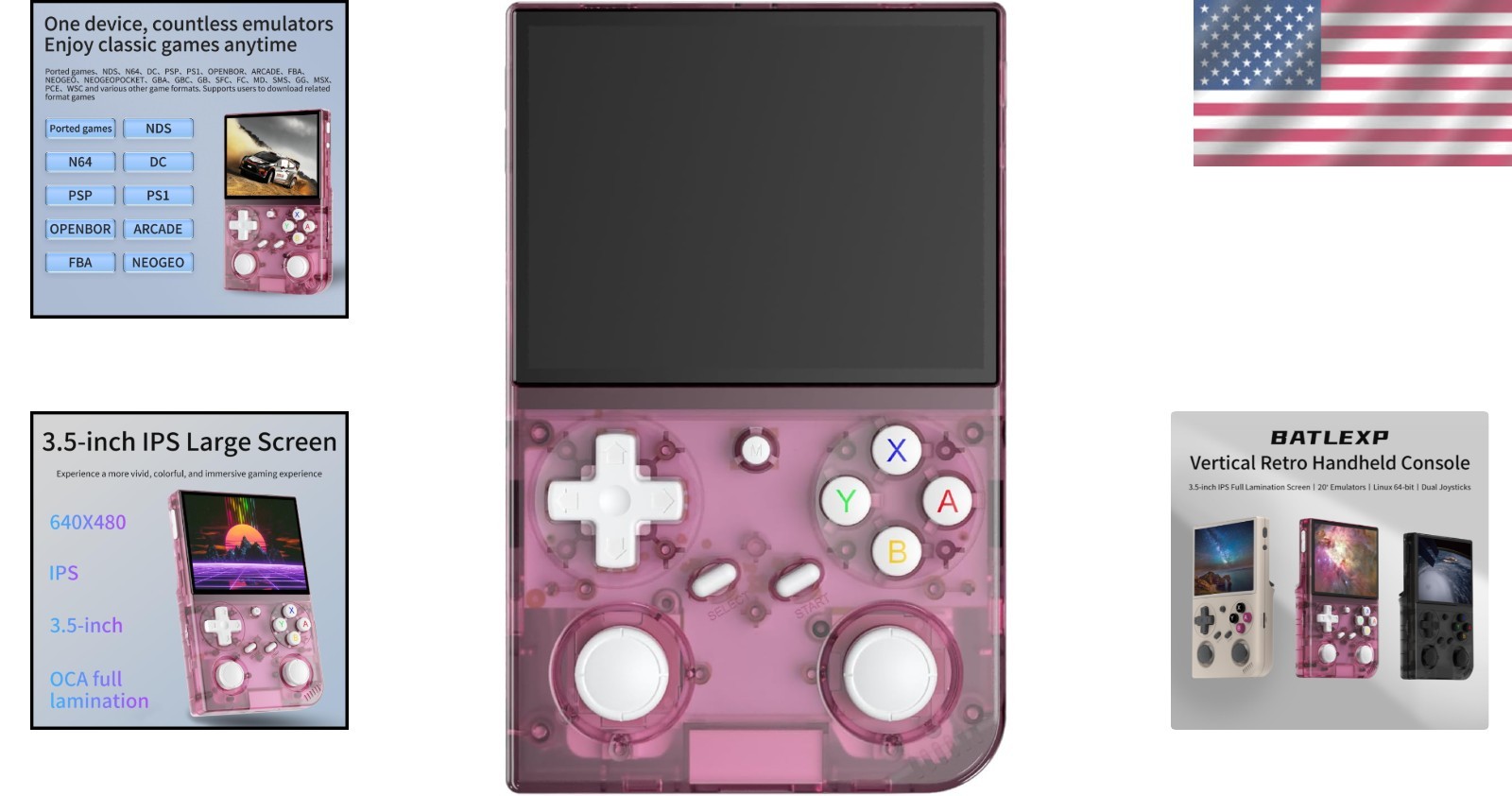 Portable G350 Handheld Game Console – 3200mAh Battery, Multiplayer Ready, Pink