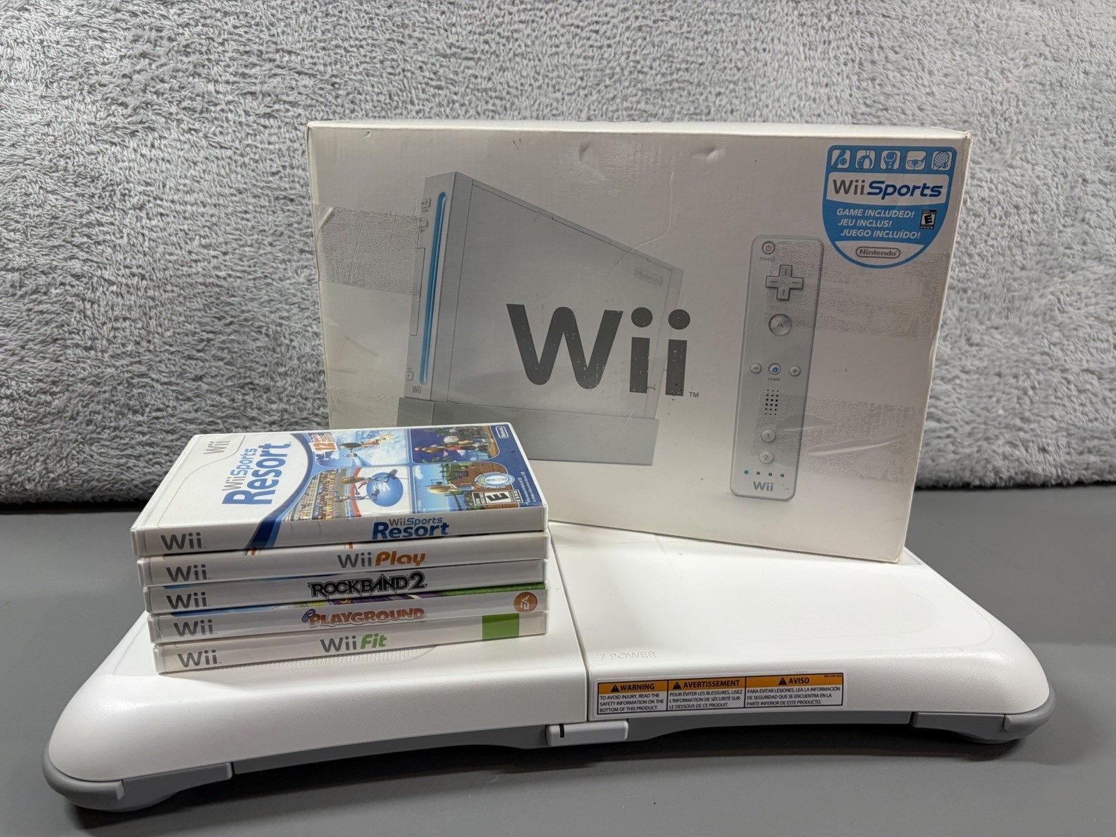 Nintendo Wii Console Bundle CIB Manual Balance Board 5 Games Wheel Complete Set