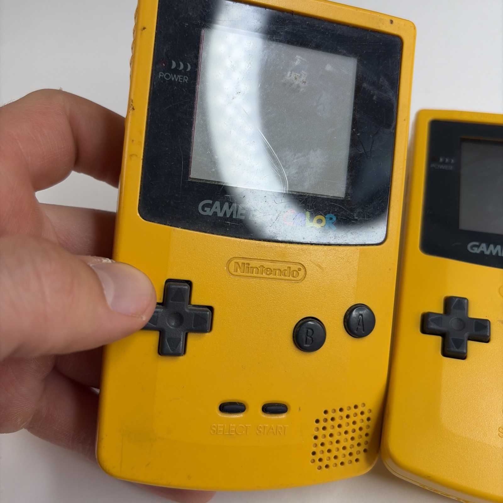 x2 Nintendo Gameboy Boy Color Yellow Console CGB-001 Parts Repair