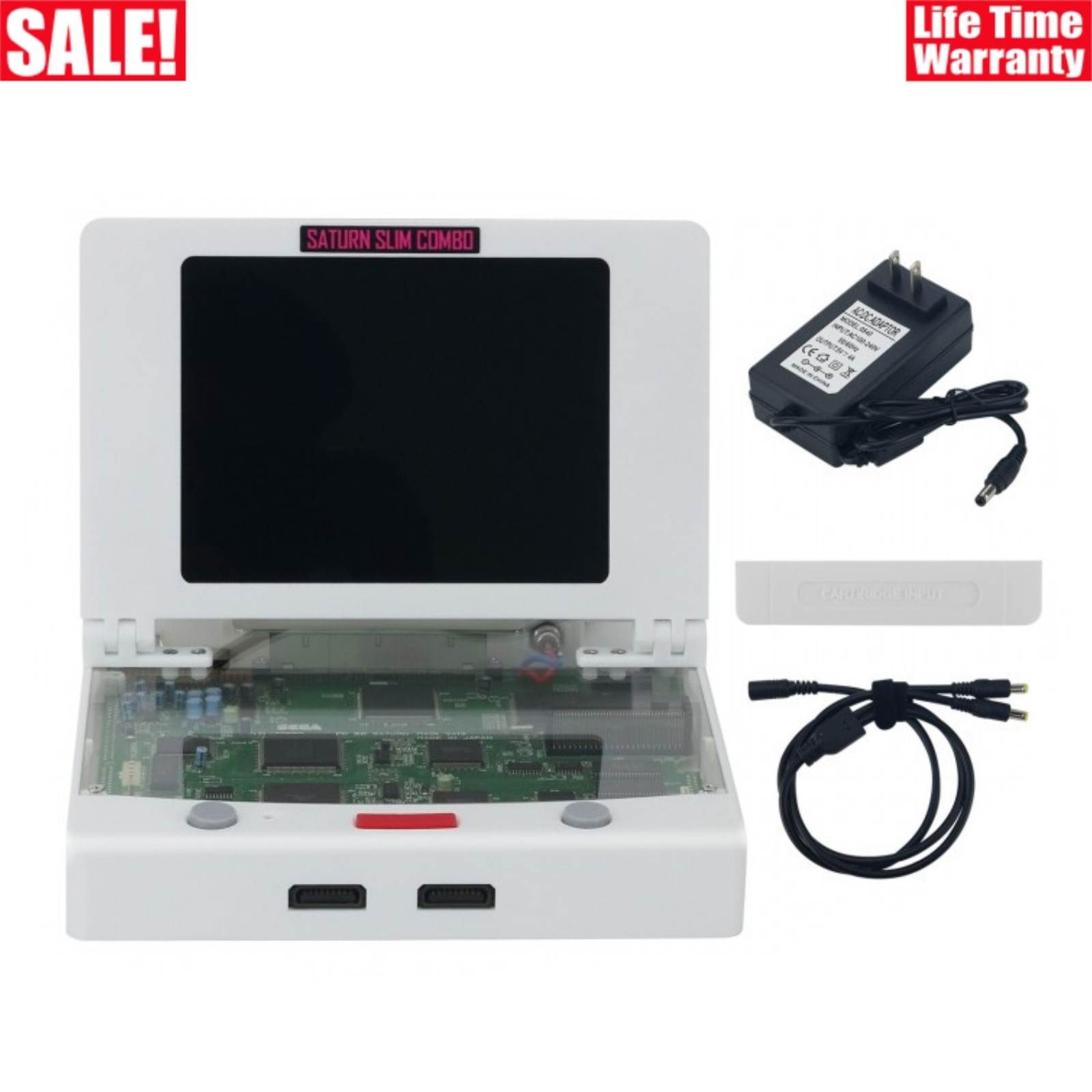 Saturn Slim Combo Game Console 8″ Screen and Hifi Stereo Speakers for SS Games