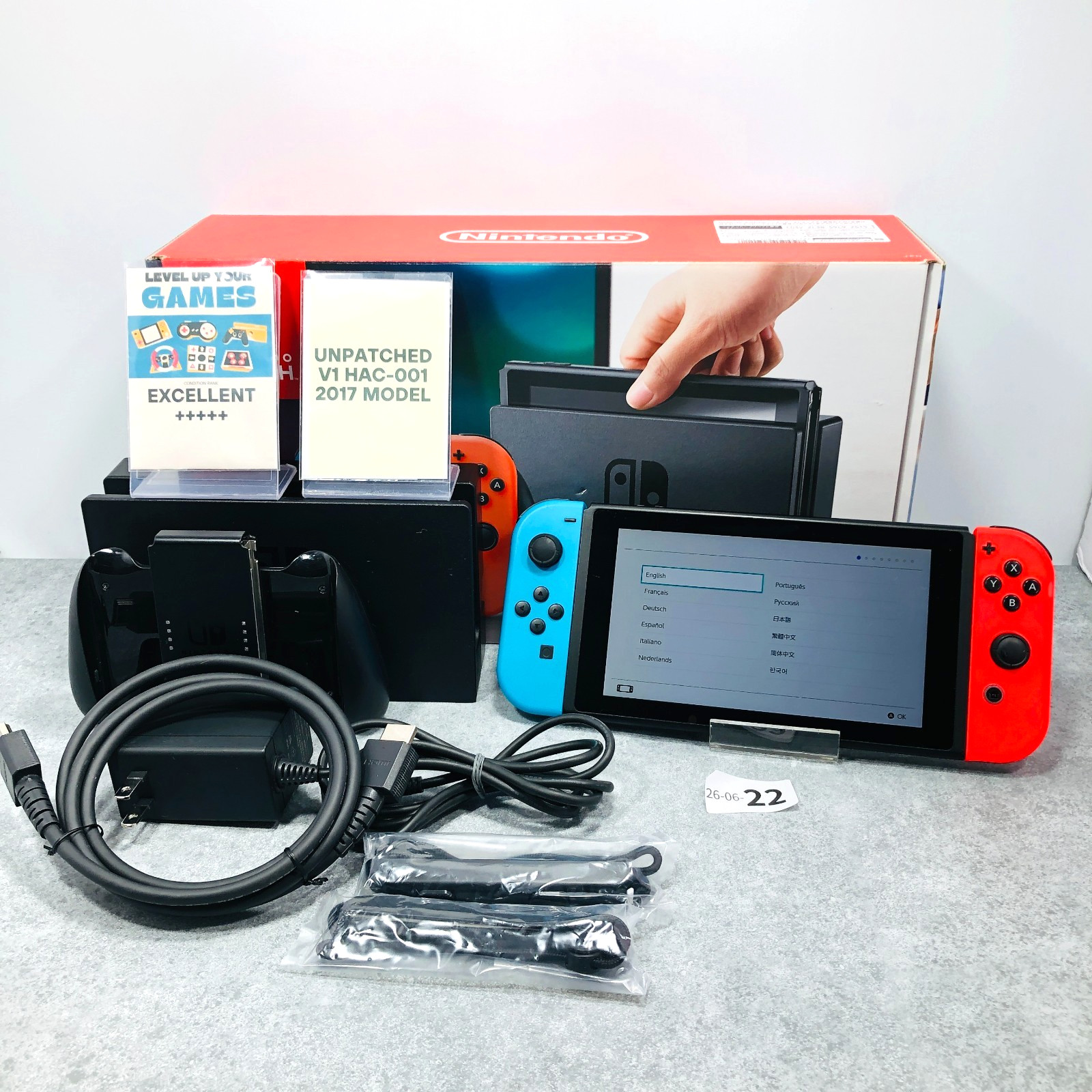 EX+5 Nintendo Switch Unpatched V1 Hac-001 2017 Console Red Blue RegionFree 6-22