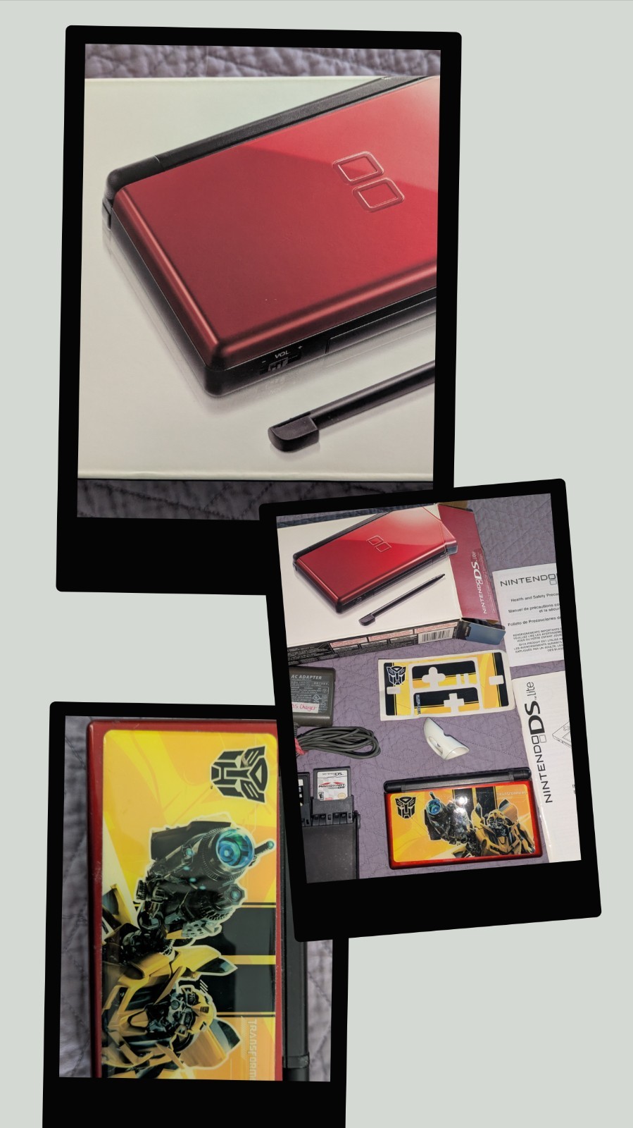 Nintendo DS Lite USG-001 Console-Red W/Power Supply,Stylus,3 Games & Case : READ