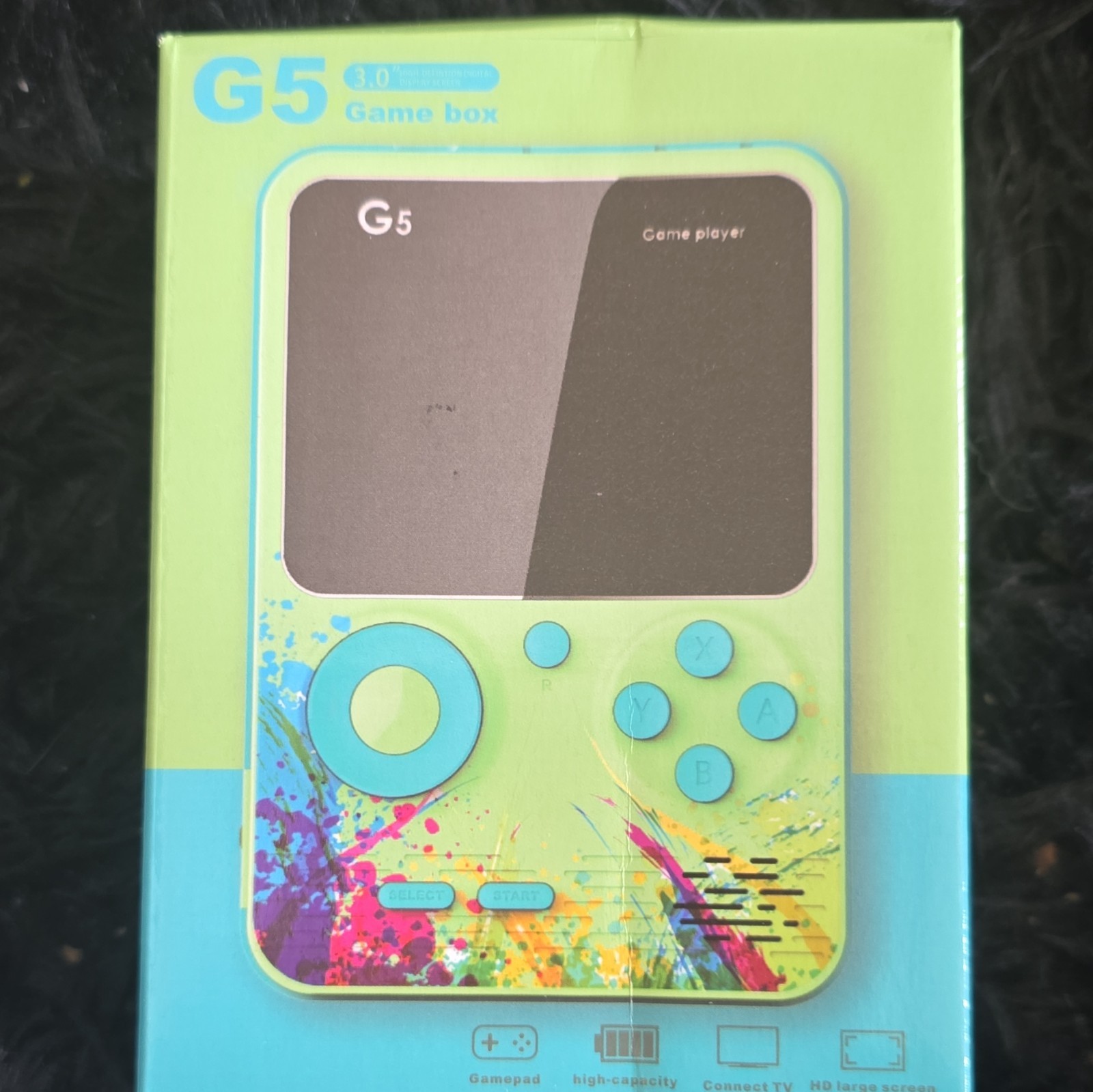 Gamebox G5 Game Player Handheld System Green/Blue Backlit Screen TV Out