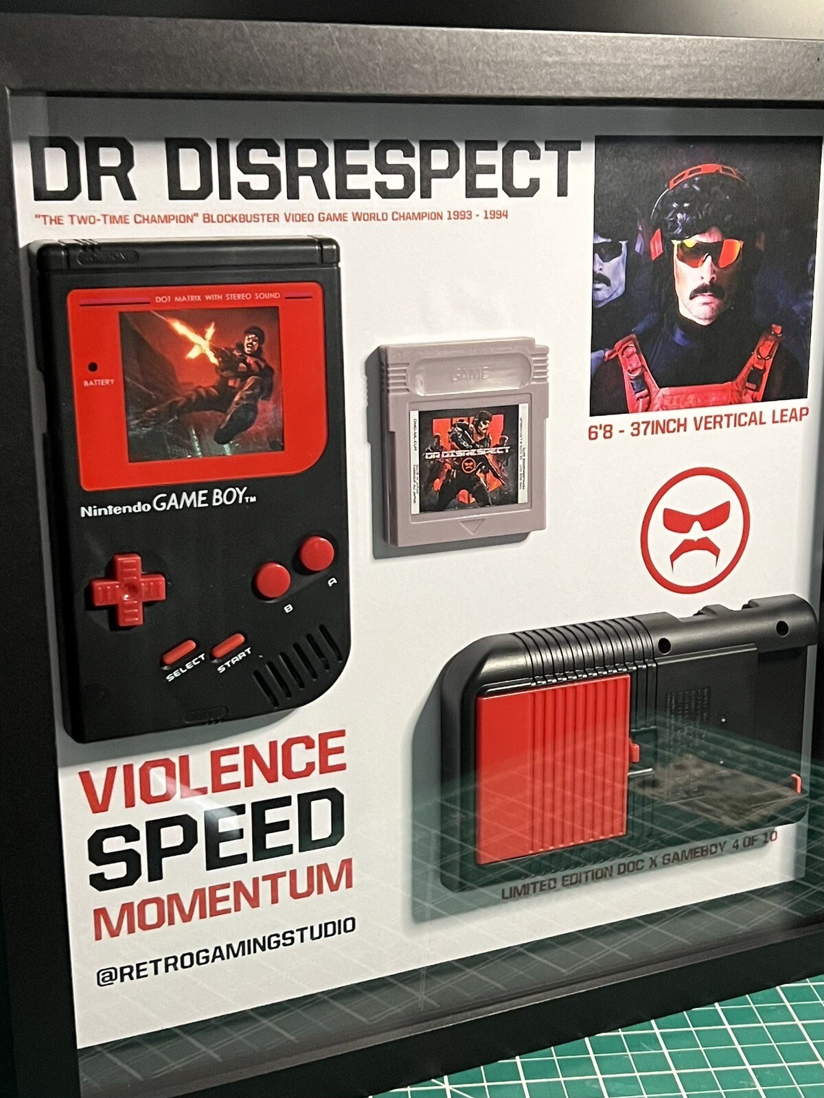 Dr Disrespect x GameBoy Teardown in shadow box Nintendo 5 of 10.
