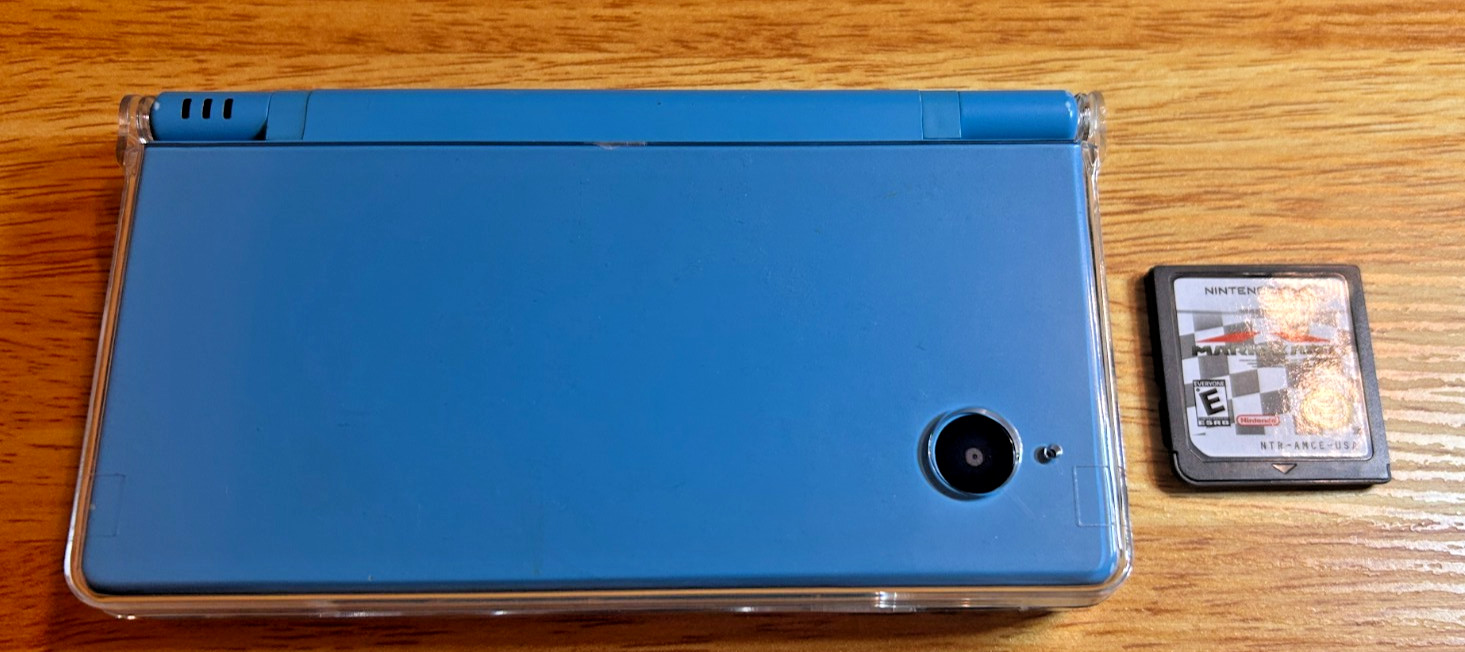 Nintendo DSi Blue & Stylus + Mario Kart DS game Tested with Case no charger