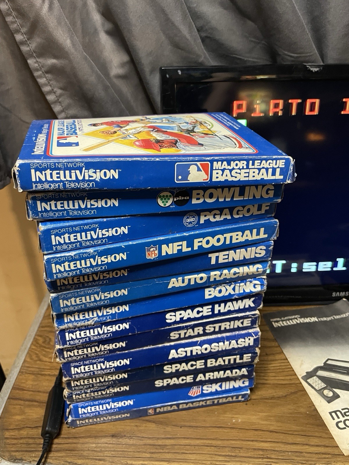 Intellivision Game Console Composite Mod + 32 CIB Games, Multicart, Intellivoice