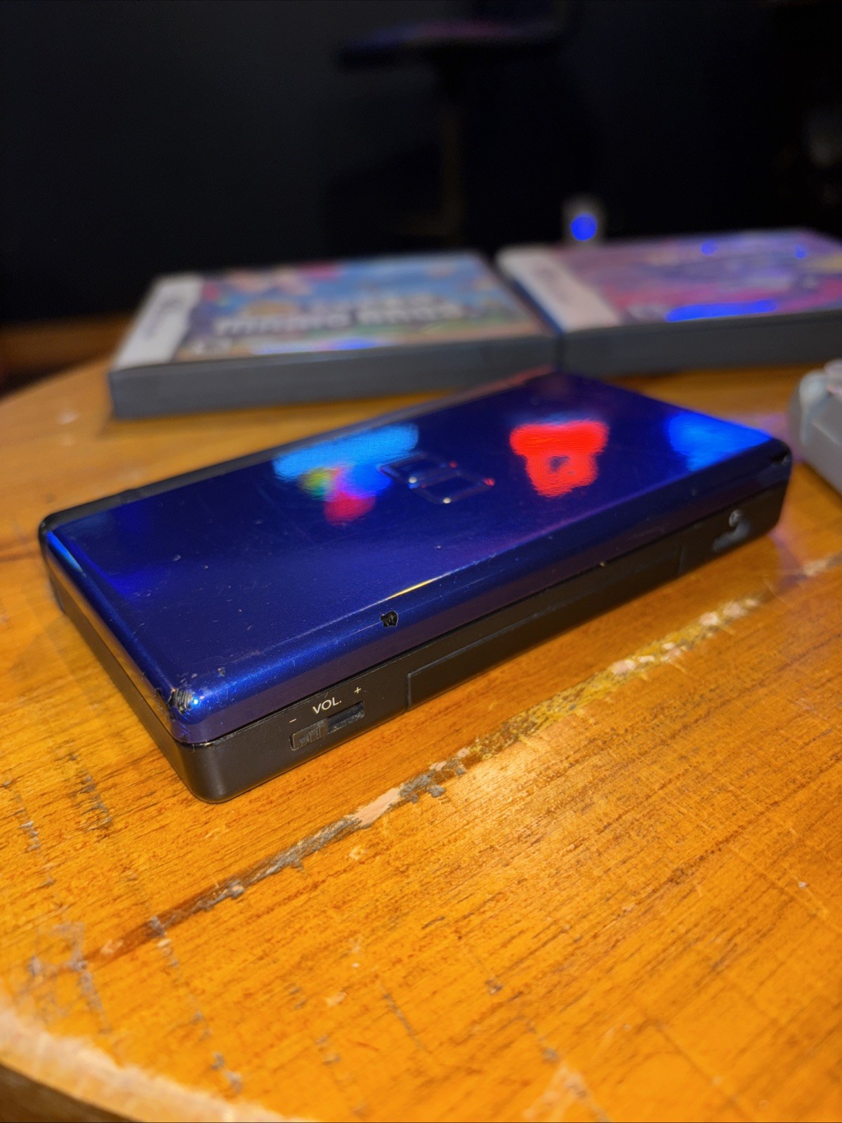 Nintendo DS Lite USG-001 Cobalt Blue Black w/ Charger + Mario
