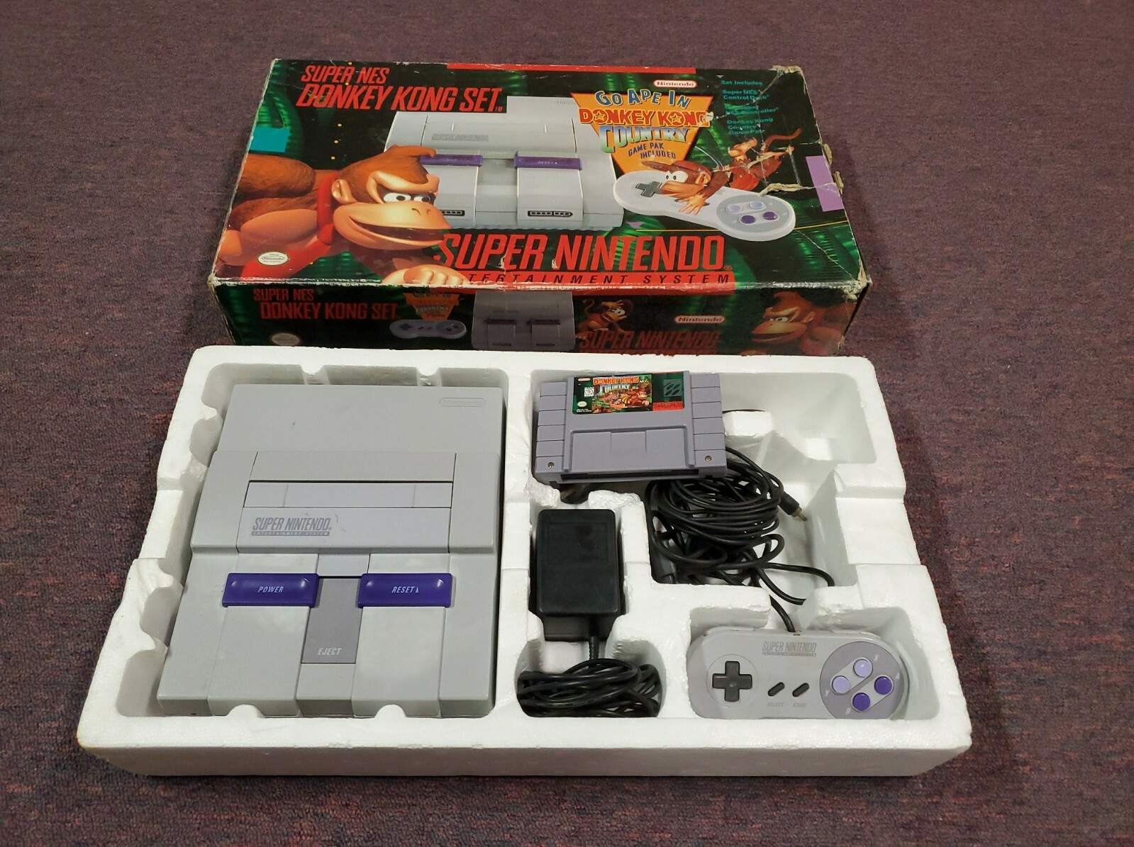 Super Nintendo Entertainment System Super Donkey Kong Console SNES (Works Well)