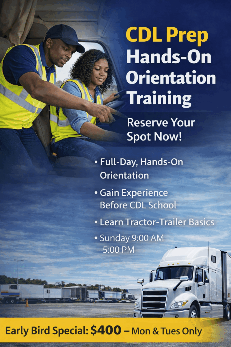 CDL Prep Training – Reserve Your Spot (Monday & Tuesday)